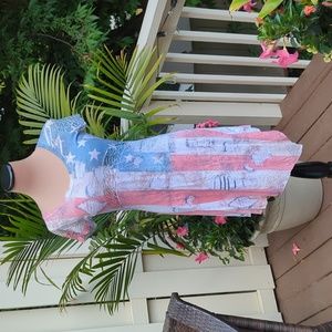 Cotty On Red and Blue Flag Dress NWT